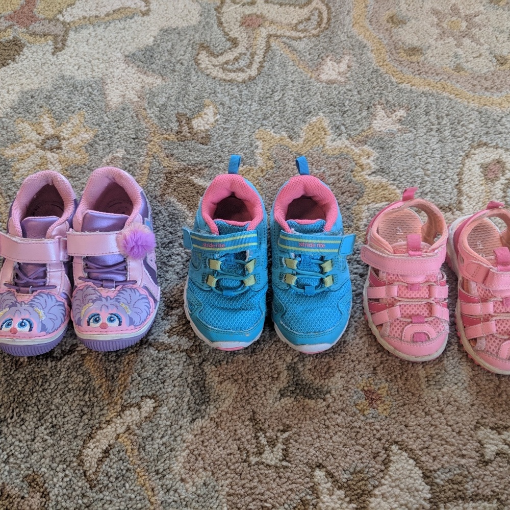 Lot of toddler girl shoes size 5 5w and 7